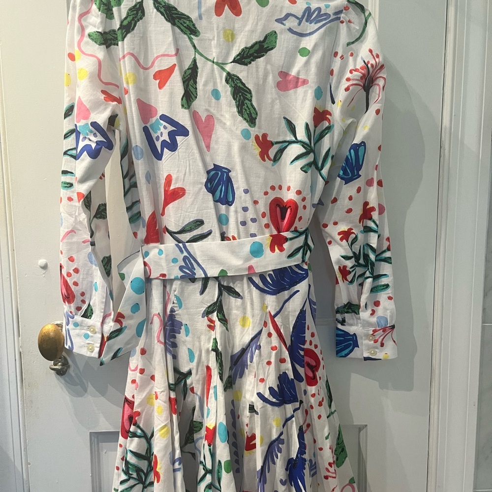 LOFT Red and Blue A-Line Shirt Dress - Picture 4 of 13